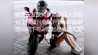 黑丝长发披肩妖艳极品人妖阳台上撩骚兴奋就开始玩JJ回到房间胯下吃JJ撅起屁股插入菊爆射